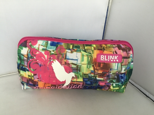 Bolsa del lápiz de la cremallera del colorfull de la tela de la impresión para los estudiantes y las mujeres de la escuela